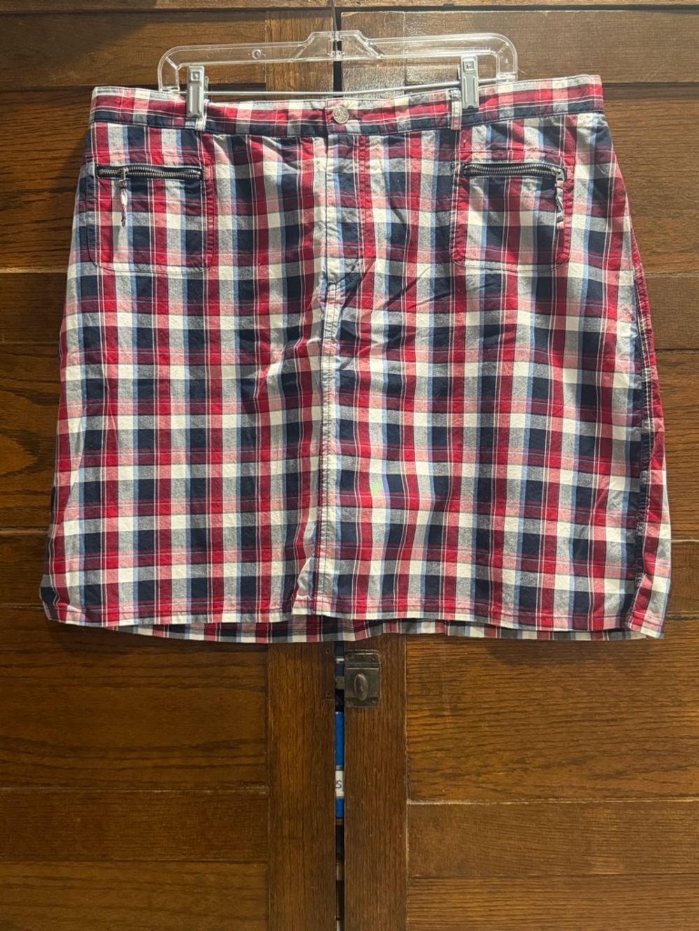 ✅ CJ Christopher & Banks 20W skort Red Navy Plaid Skirt cotton shorts lined plus